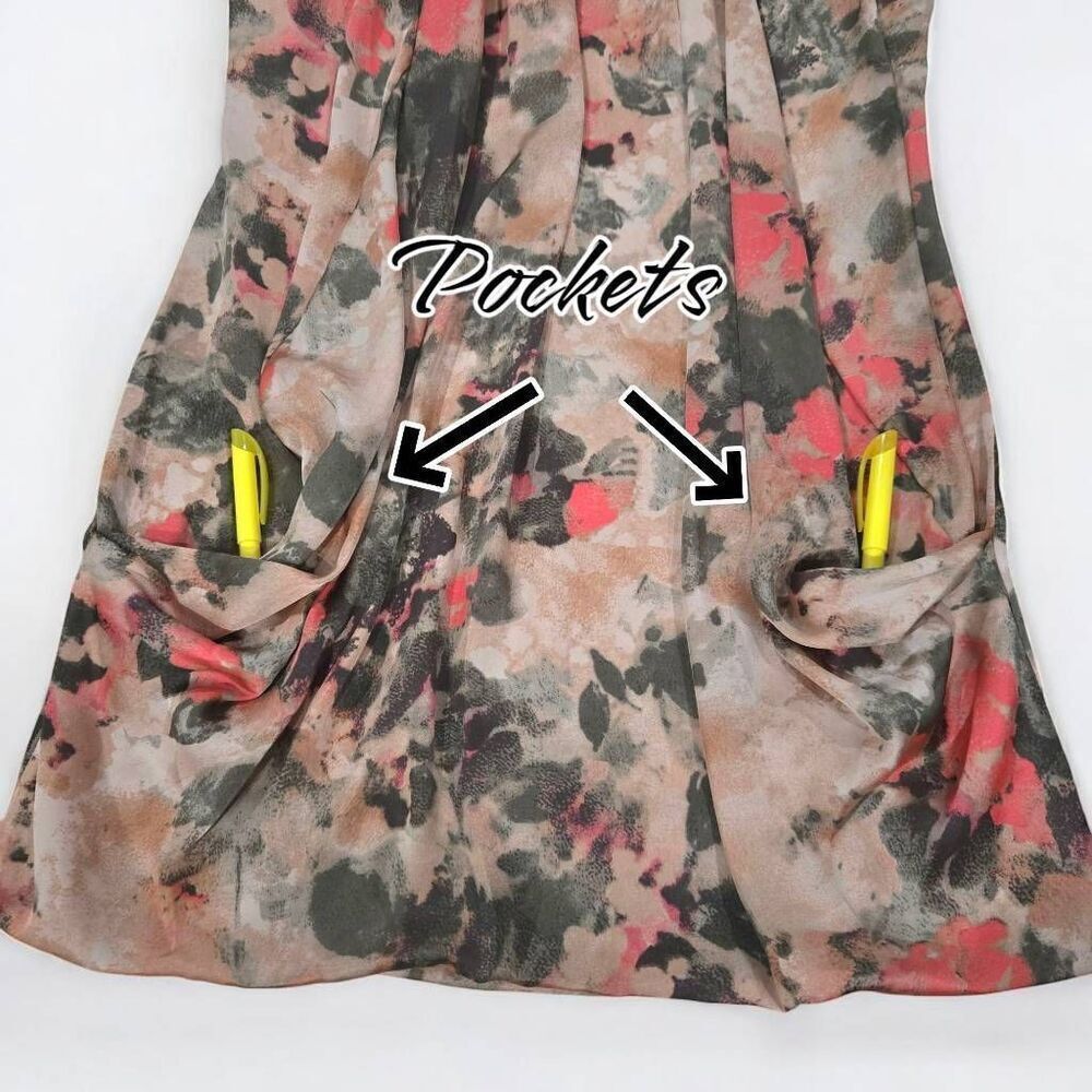 H&M Pleated Floral Watercolor Bubble Drape Stain Dress(C014)-Size 6 for … - Picture 8 of 12